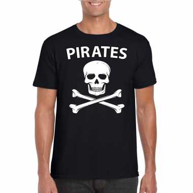Carnavalskleding piraten shirt zwart heren t-shirt