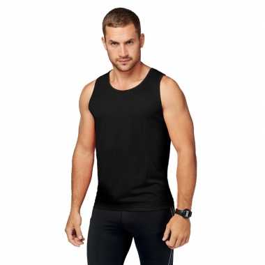 Set van 2x stuks zwarte hardloop tanktop voor heren, maat: s (36/48) t-shirt