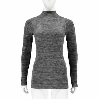Thermo shirt zwart melange lange mouw voor dames t-shirt