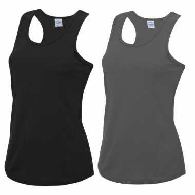 Voordeelset - grijs en zwart sport singlet voor dames in maat x-large(42) t-shirt