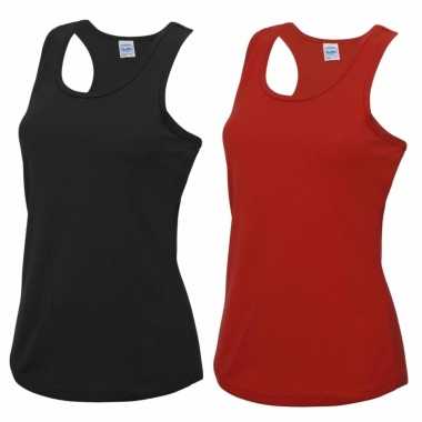 Voordeelset - rood en zwart sport singlet voor dames in maat large(40) t-shirt