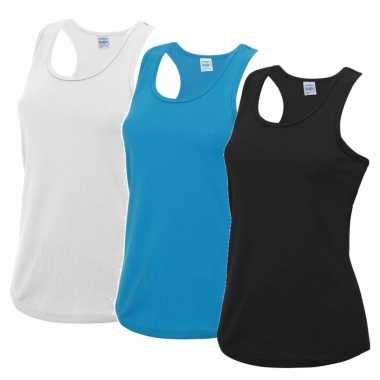 Voordeelset - wit, blauw en zwart sport singlet voor dames in maat medium t-shirt