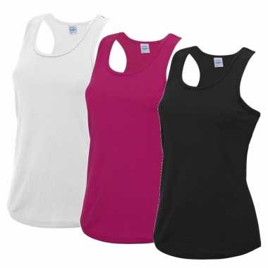 Voordeelset - wit, roze en zwart sport singlet voor dames in maat small(36) t-shirt