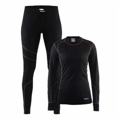 Zwart craft thermo sportkleding lang ondergoed voor dames t-shirt