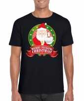 Foute kerstmis shirt zwart merry fucking christmas voor mannen