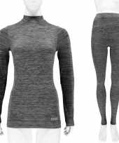 Thermo kleding set-shirt en broek zwart melange dames maat l