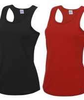 Voordeelset rood en zwart sport singlet voor dames in maat large 40 shirt