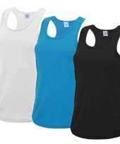Voordeelset wit blauw en zwart sport singlet voor dames in maat small 36 shirt