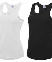 Voordeelset wit en zwart sport singlet voor dames in maat x large 42 shirt