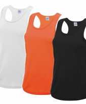 Voordeelset wit oranje en zwart sport singlet voor dames in maat medium shirt 10269682