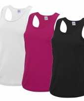 Voordeelset wit roze en zwart sport singlet voor dames in maat large 40 shirt