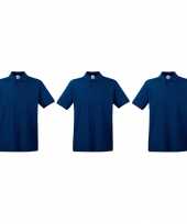 Zwart 3 pack maat s donkerblauwe navy poloshirts polo t shirts premium van katoen voor heren