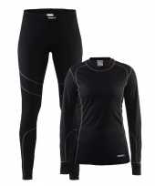 Zwart craft wintersport thermo lang ondergoed voor dames shirt