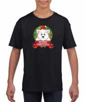 Zwarte kerst t shirt voor kinderen met ijsbeer